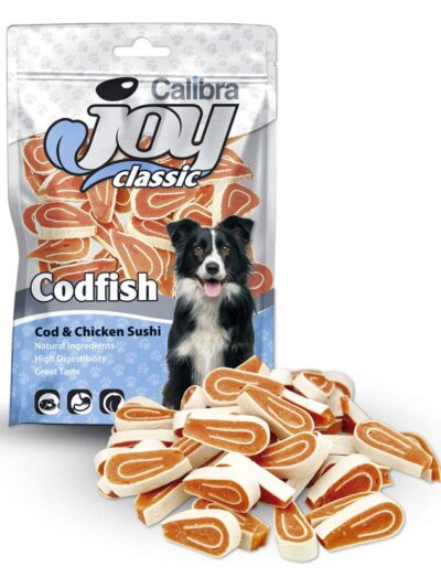 Calibra Dog Joy Chicken & Cod Sushi 80g- tervislik, lõhnav ja kergesti seeditav maius tursa-ja kanasushist