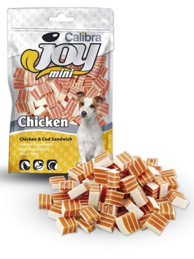 Calibra Dog Joy Mini Chicken & Cod Sandwich 70g- tervislik, lõhnav ja kergesti seeditav maius kana- ja tursasushi