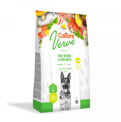 Calibra Dog Verve GF Adult M&L Salmon&Herring- teraviljavaba täissööt keskmist ja suurt kasvu täiskasvanud koertele lõhe ja heeringaga