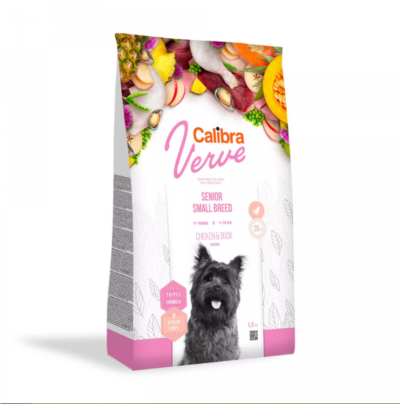 Calibra Dog Verve GF Senior Small Chicken&Duck- teraviljavaba täissööt väikest kasvu vanadele või ülekaalulistele koertele kana ja pardiga